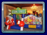 Sesame Street Bounce - This Sesame Street themed activity bouncer has it all.  Featuring a  jumper, ball pit and ball toss are sure to  provide hours of fun and exercise.  The colorful landscape of this inflatable include all their favorite characters.  Famous Sesame characters like Elmo, Big Bird, Cookie Monster and many more, will encourage your child to use imagination.