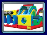 
Adrenaline Rush - This inflatable obstacle course can be an amazing centerpiece for an Indoor FEC or any backyard party. The inflatable play structure begins with a front-loading obstacle entrance, taking participants through tunnels and pop-ups to facilitate maneuvering skills and build confidence.